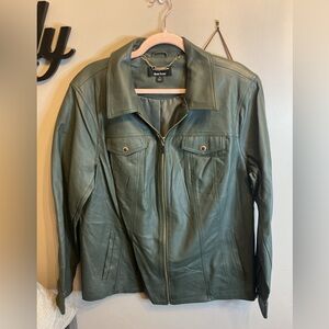 Dennis Basso Tealish PLeather Jacket